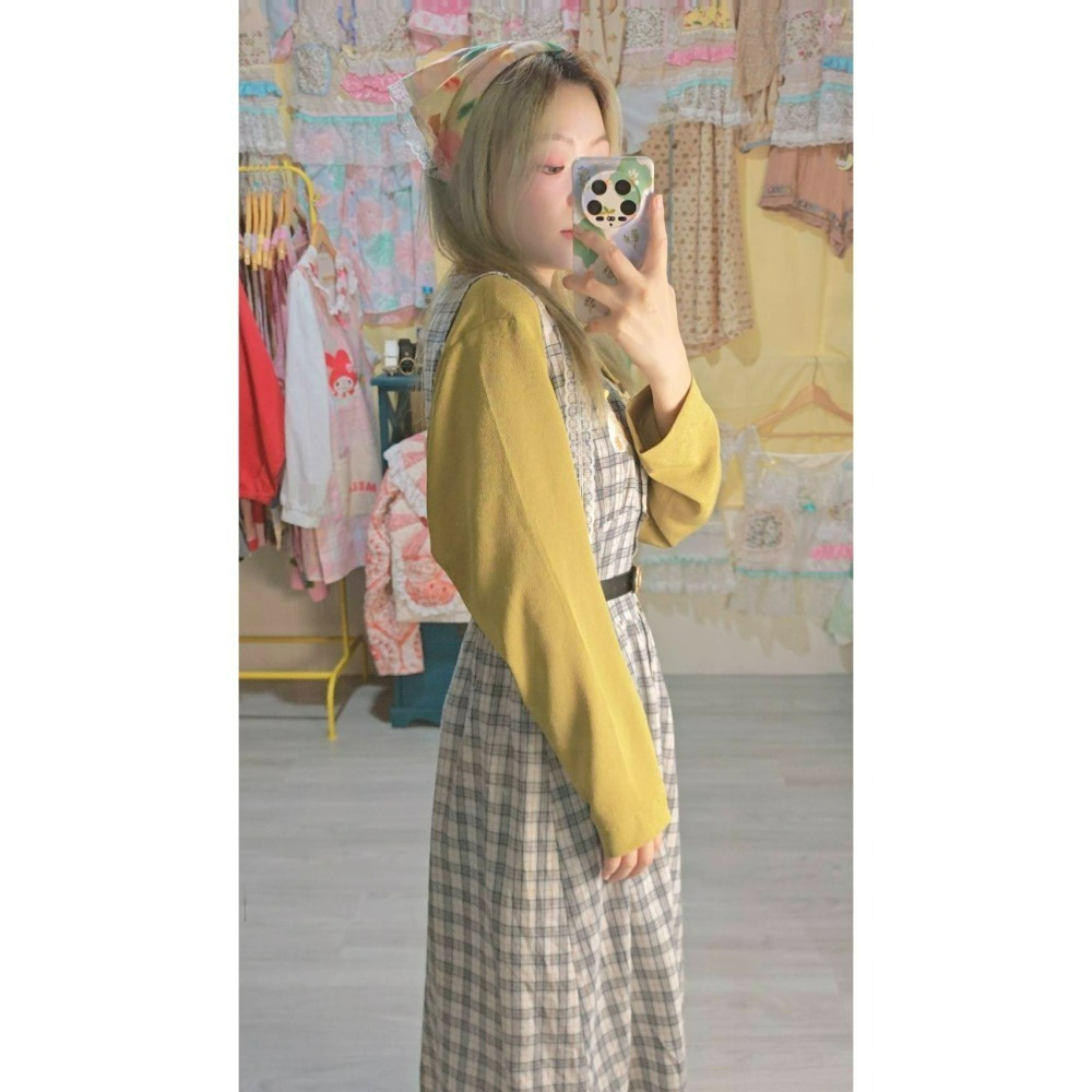 拉拉熊深藍格子背心裙-細節圖4