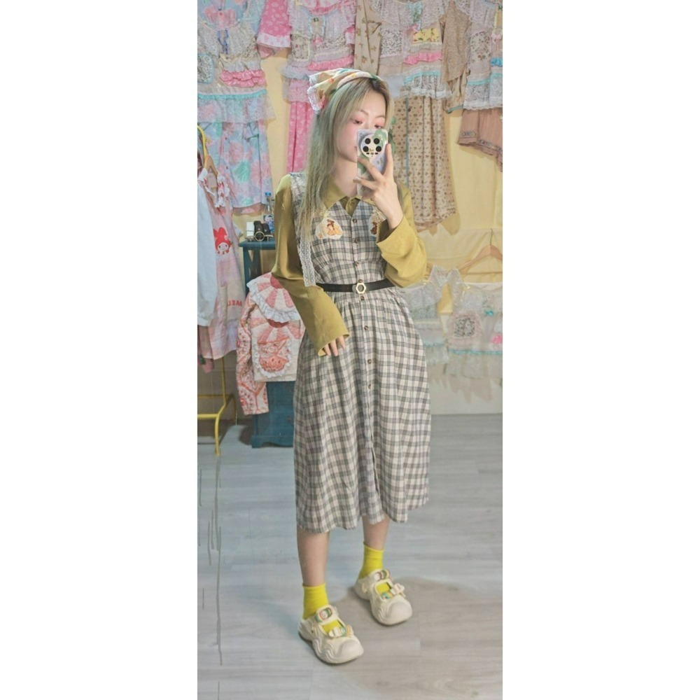 拉拉熊深藍格子背心裙-細節圖6