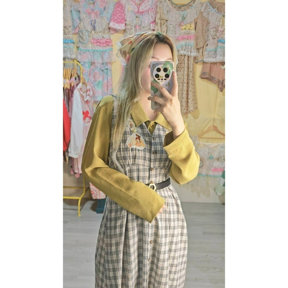 拉拉熊深藍格子背心裙-細節圖7