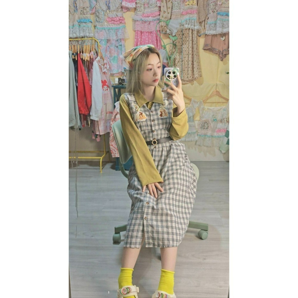 拉拉熊深藍格子背心裙-細節圖8