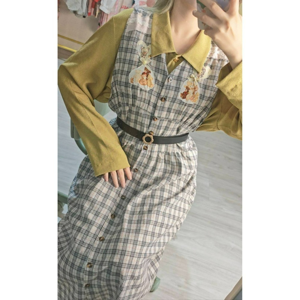 拉拉熊深藍格子背心裙-細節圖9