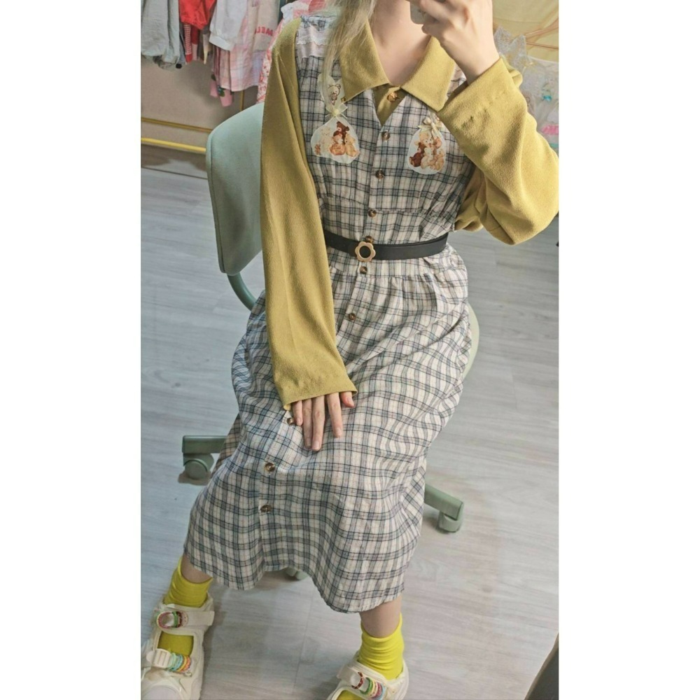 拉拉熊深藍格子背心裙-細節圖10