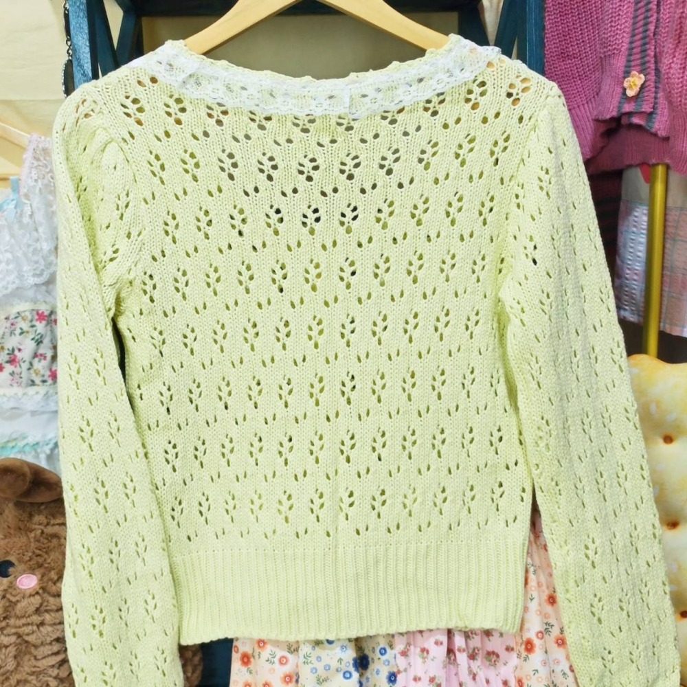 櫻桃黃針織古著衫-細節圖4