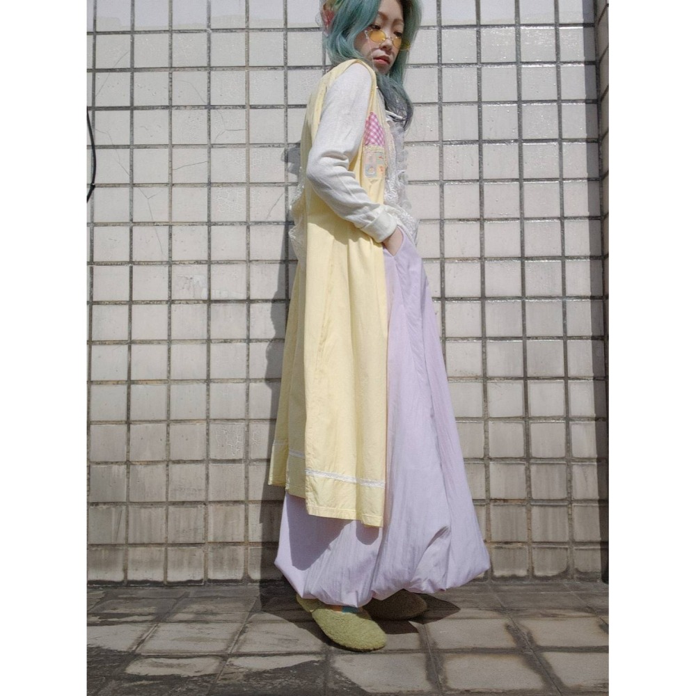 淡黃古著背心裙-細節圖2