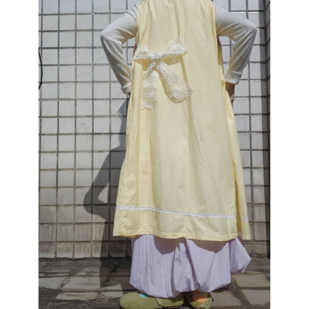 淡黃古著背心裙-細節圖3