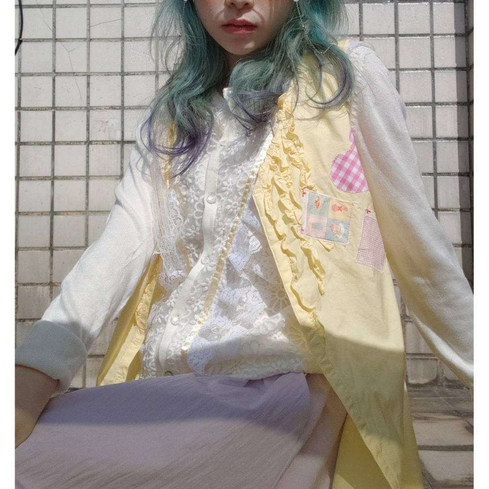 淡黃古著背心裙-細節圖7