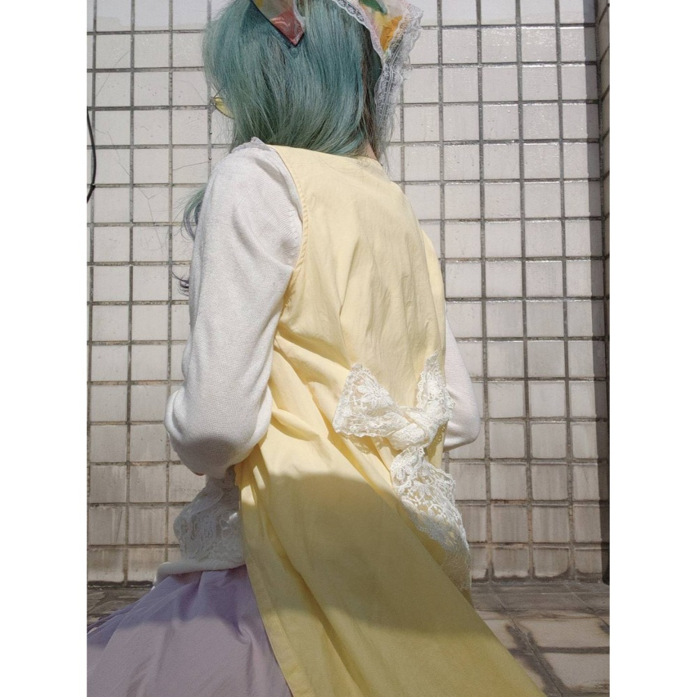 淡黃古著背心裙-細節圖8