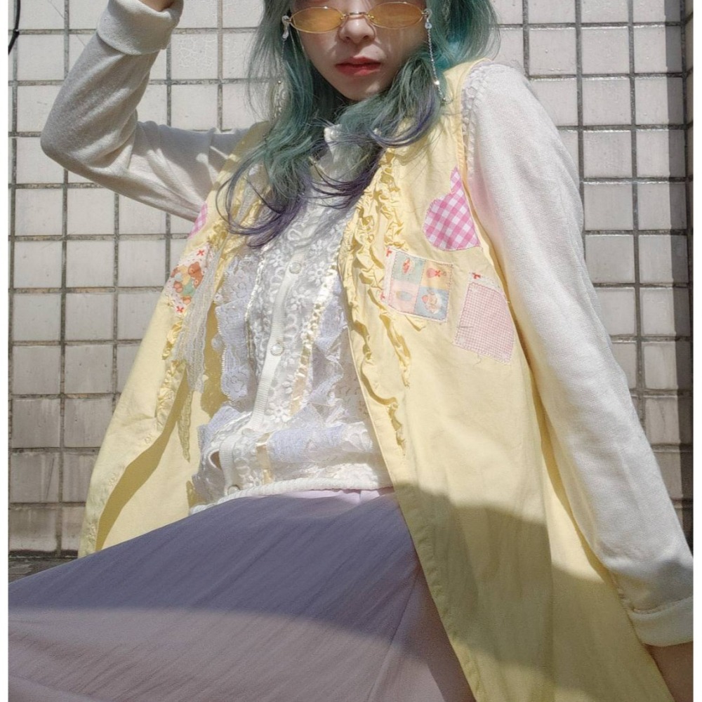 淡黃古著背心裙-細節圖9