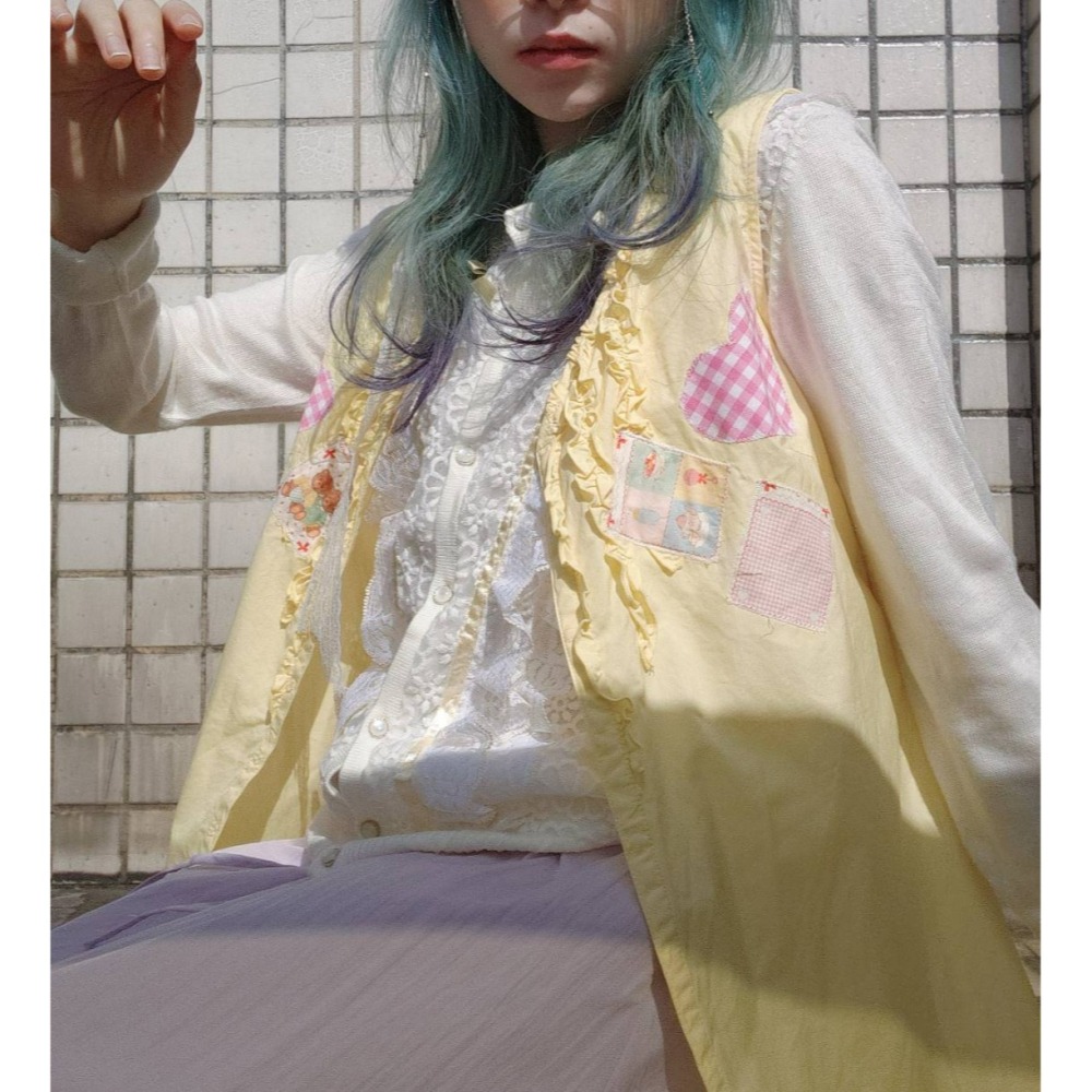 淡黃古著背心裙-細節圖10