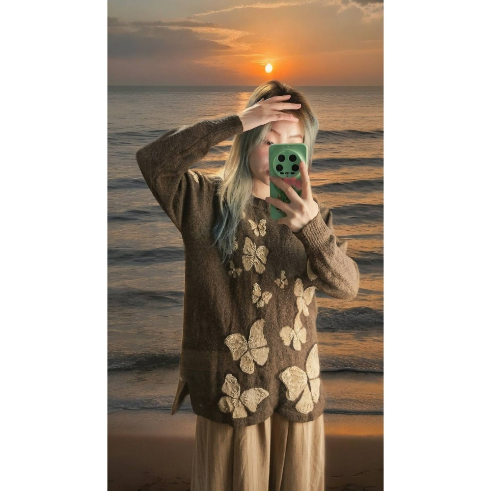 蝴蝶古著毛衣-細節圖4