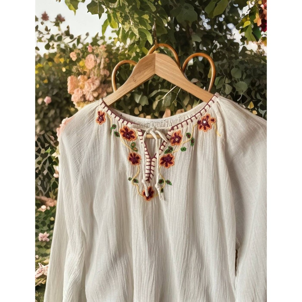 純棉刺繡古著衫-細節圖2