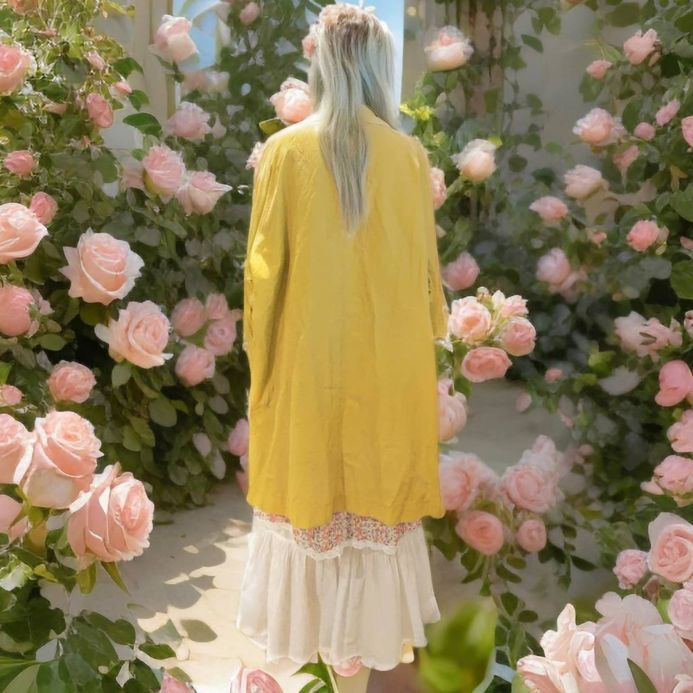 芥末黃風衣西裝外套-細節圖3