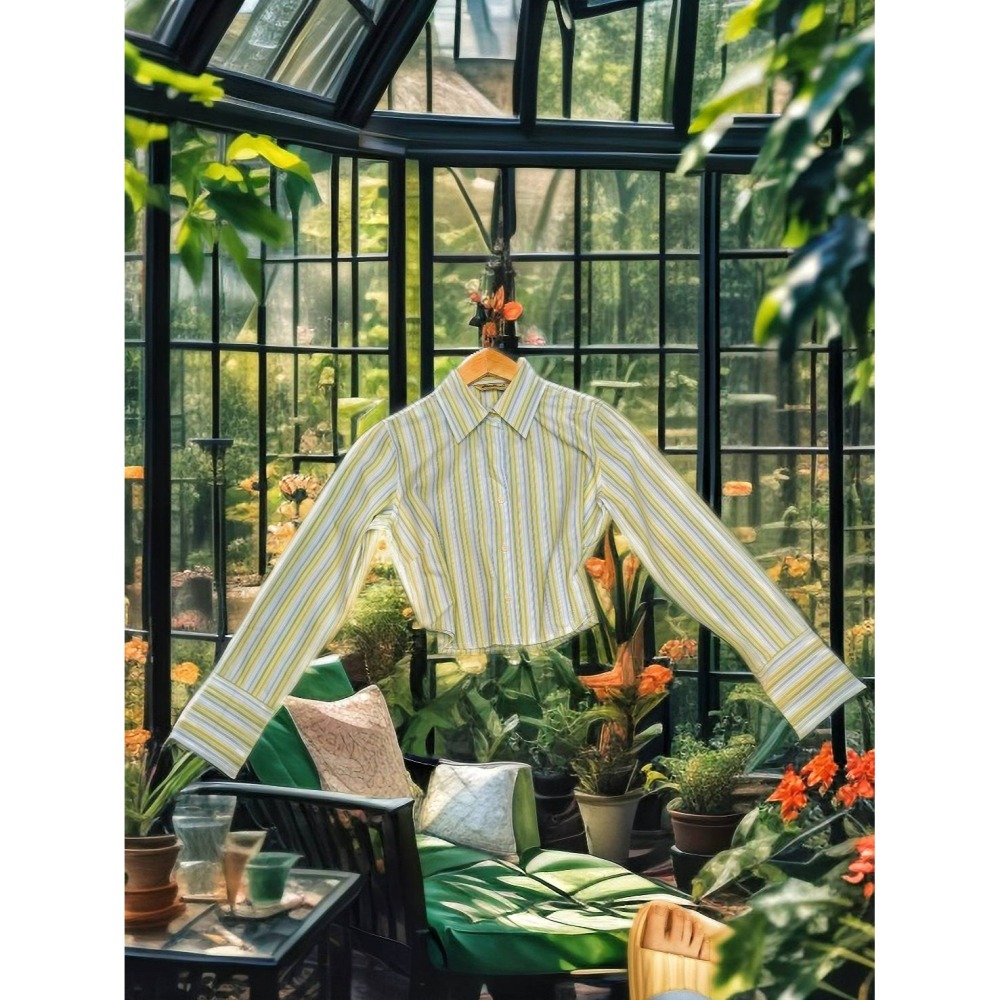 古著綠紋襯衫-細節圖2