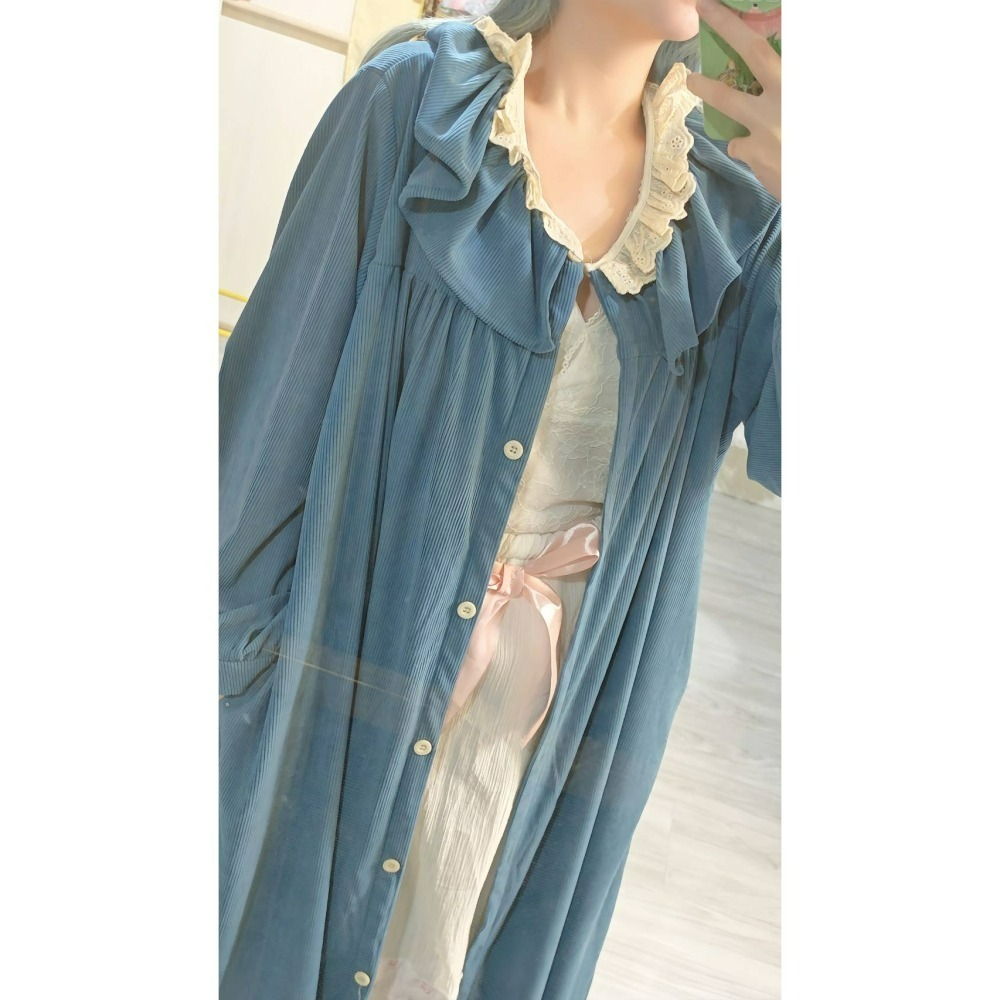 燈絲絨深藍森外套-細節圖2