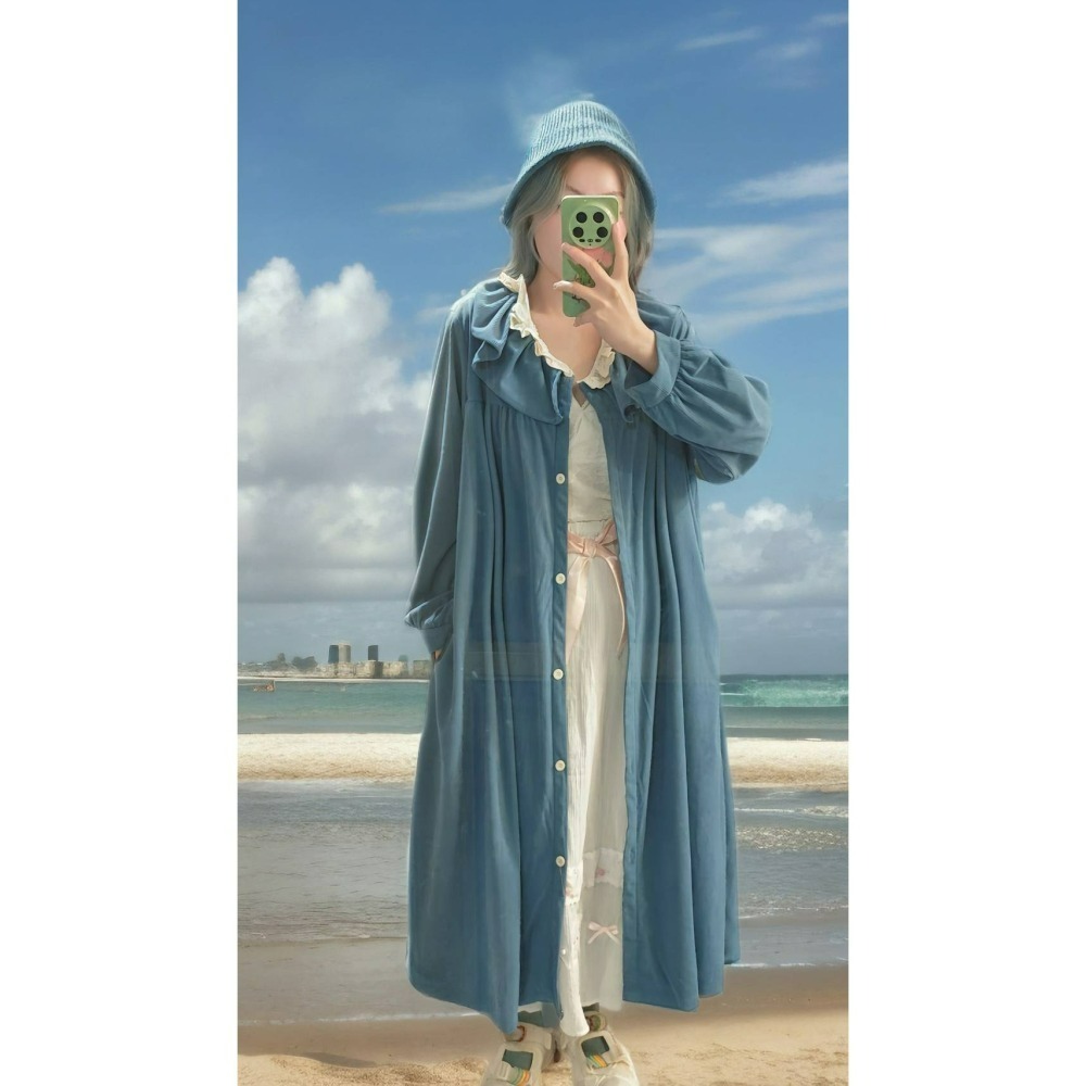 燈絲絨深藍森外套-細節圖3