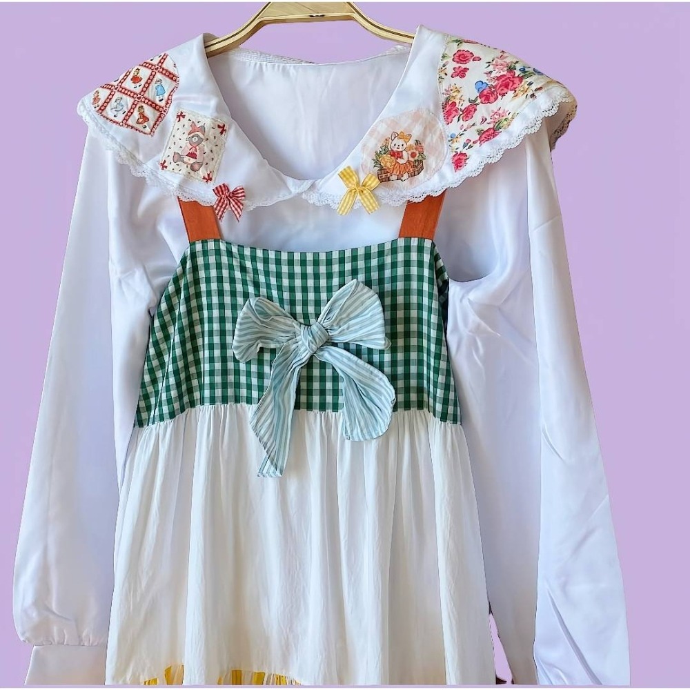 撞色拼布吊帶裙-細節圖2