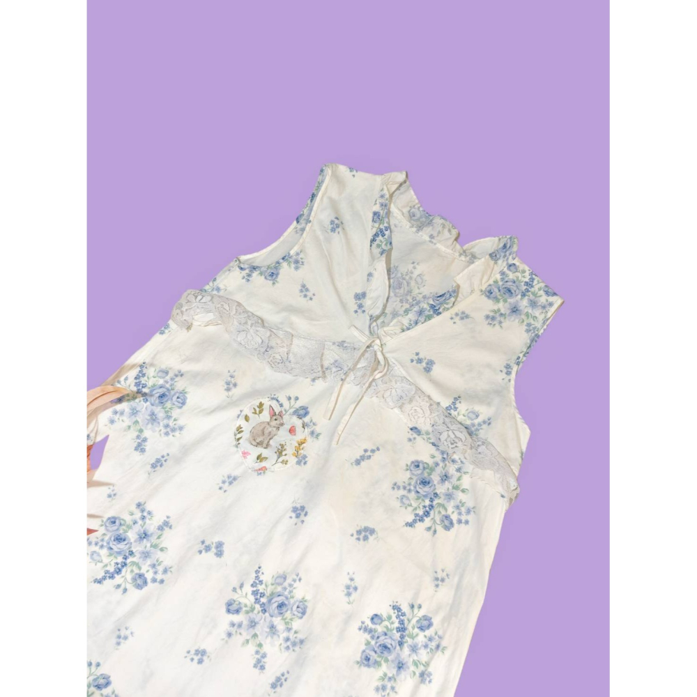 古著淡蘭背心裙-細節圖3