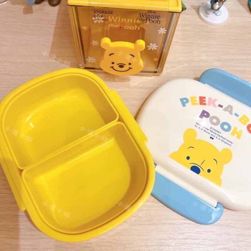 現貨🔥日本正版小熊維尼塑膠雙扣便當盒/保鮮盒360ml-細節圖3