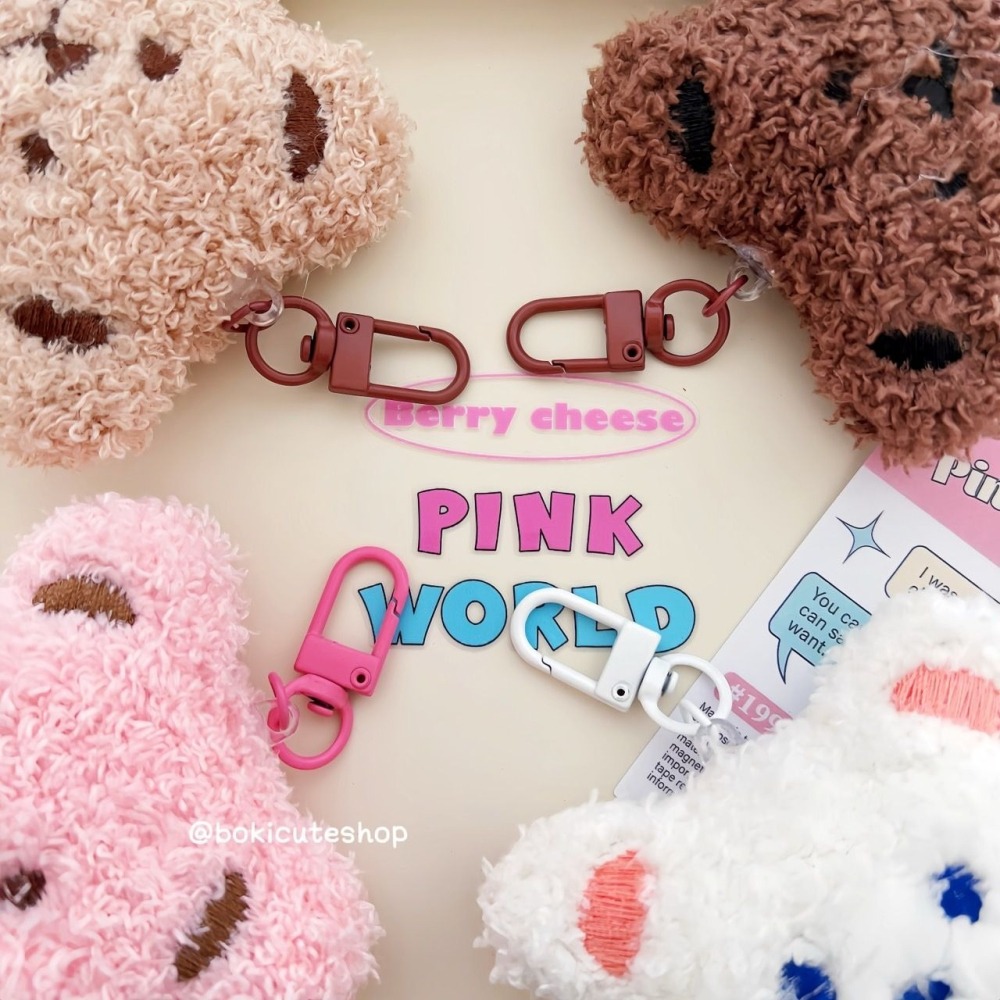 ins DIY四款治愈小熊毛絨掛飾 鑰匙圈 吊飾-細節圖2