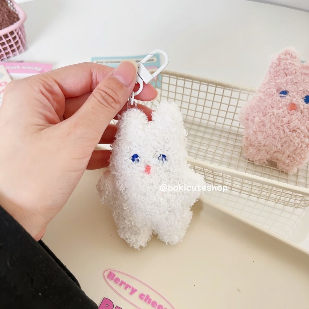 ins DIY多款治愈兔兔毛絨掛飾 鑰匙圈 吊飾-細節圖2