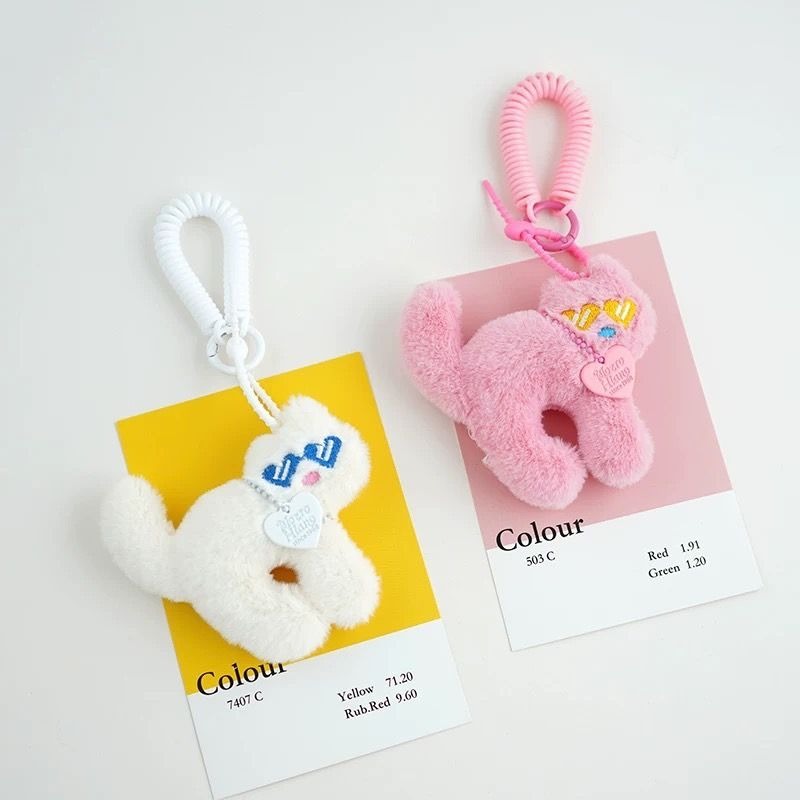 可愛愛心貓咪毛絨彈簧掛飾 吊飾 包包配飾-細節圖2