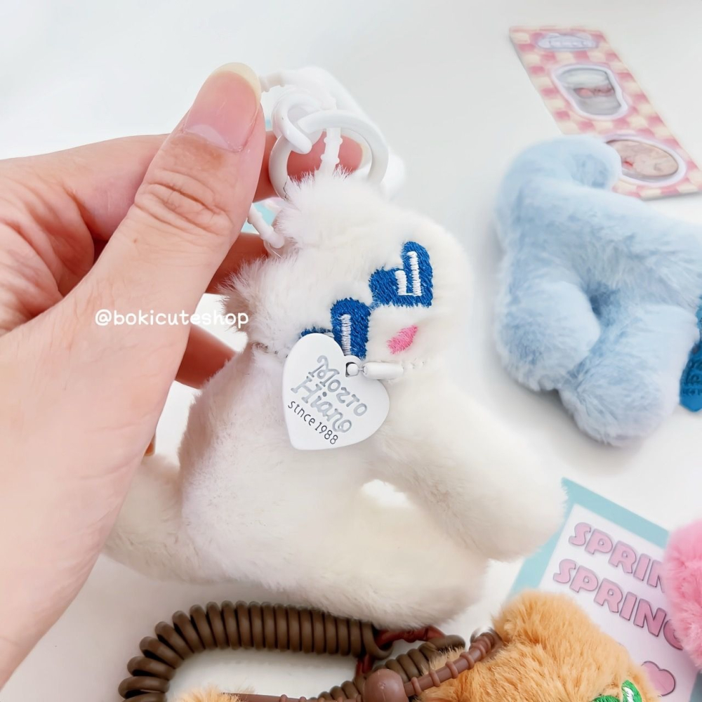 可愛愛心貓咪毛絨彈簧掛飾 吊飾 包包配飾-細節圖3