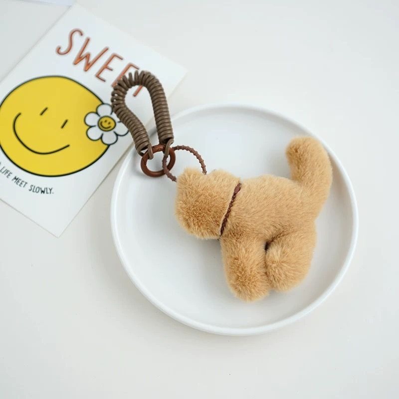 可愛愛心貓咪毛絨彈簧掛飾 吊飾 包包配飾-細節圖5