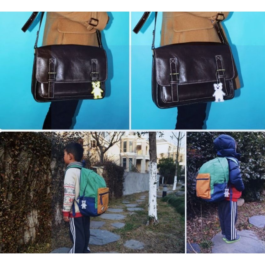 安全標誌小熊夜間反光掛飾/鑰匙圈-細節圖3