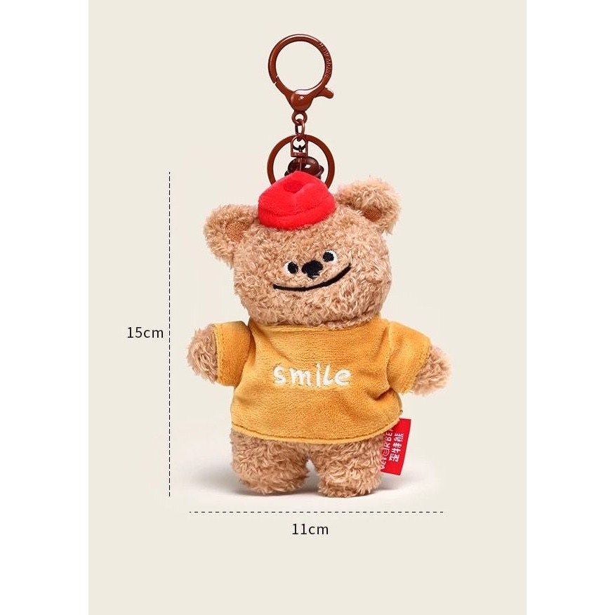可愛歪頭小熊毛絨掛飾-細節圖2