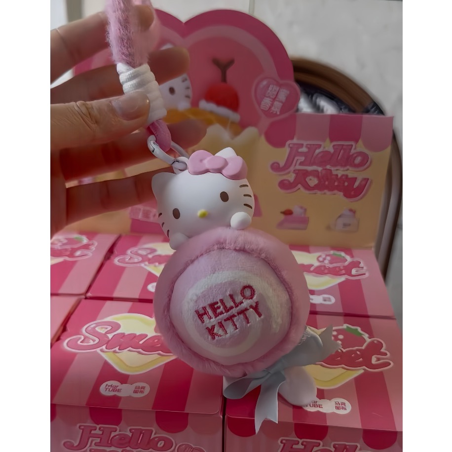 Hello Kitty盲盒吊飾｜甜點造型香薰公仔 毛絨香氛包包吊飾 多款隨機收藏角色掛件-規格圖8