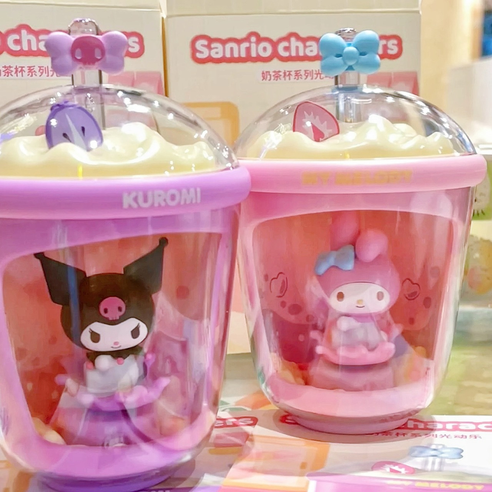 【正版Sanrio家族】奶茶杯造型光動盲盒｜角色擺飾/桌面療癒小物/光線感應/隨機抽抽樂/盲盒-細節圖2