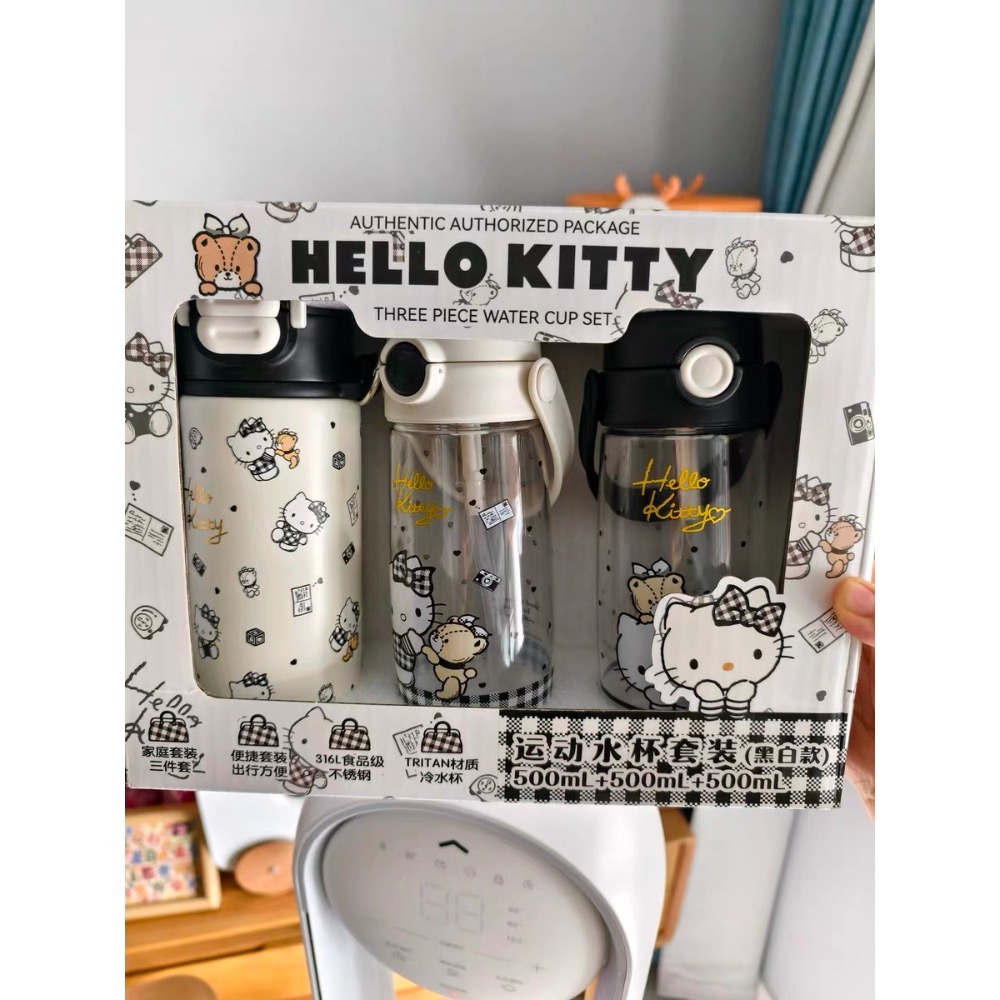 【超值三件組】Hello Kitty水杯套裝｜山姆代購｜卡通造型運動杯/學生水壺推薦/角色運動水壺/吸管杯/便攜杯/水杯-細節圖7