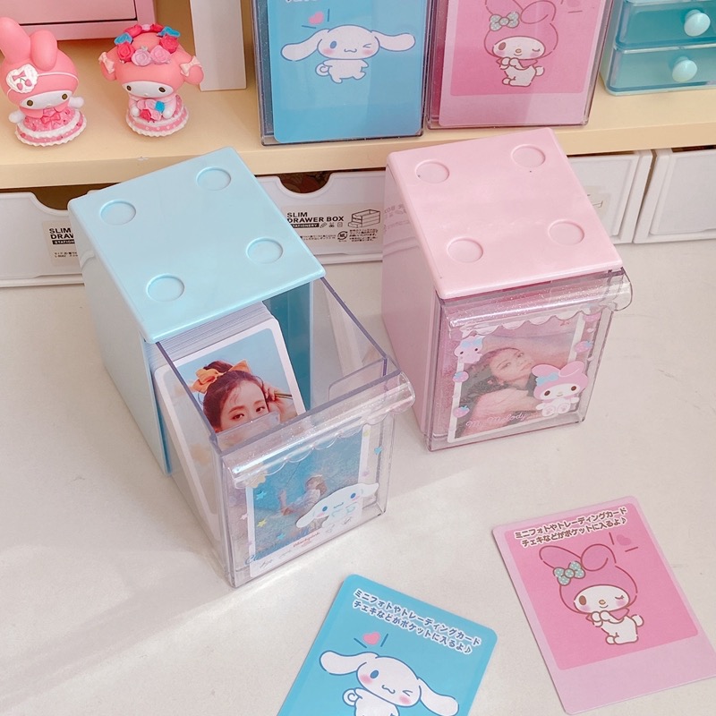 【三麗鷗桌面收納】美樂蒂/大耳狗 /庫洛米抽屜式收納盒 透明卡片盒 桌面收納小物-細節圖2