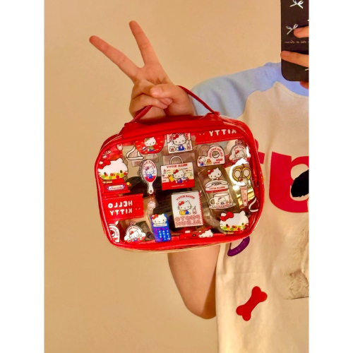 【Kitty化妝包】Hello Kitty化妝包 手提透明收納包 隨身小包 旅行盥洗袋 旅行收納包
