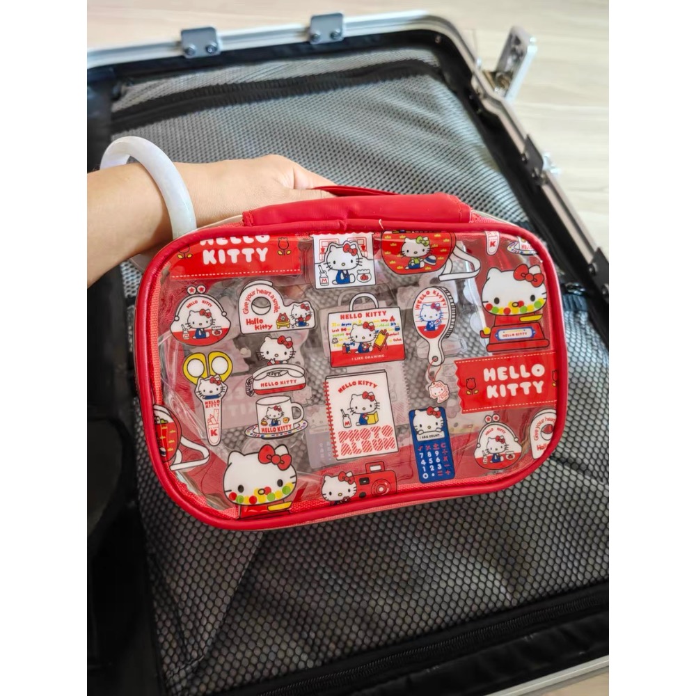 【Kitty化妝包】Hello Kitty化妝包 手提透明收納包 隨身小包 旅行盥洗袋 旅行收納包-細節圖6