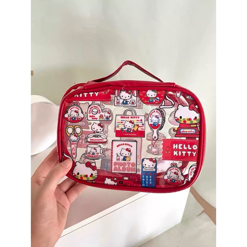 【Kitty化妝包】Hello Kitty化妝包 手提透明收納包 隨身小包 旅行盥洗袋 旅行收納包-細節圖7