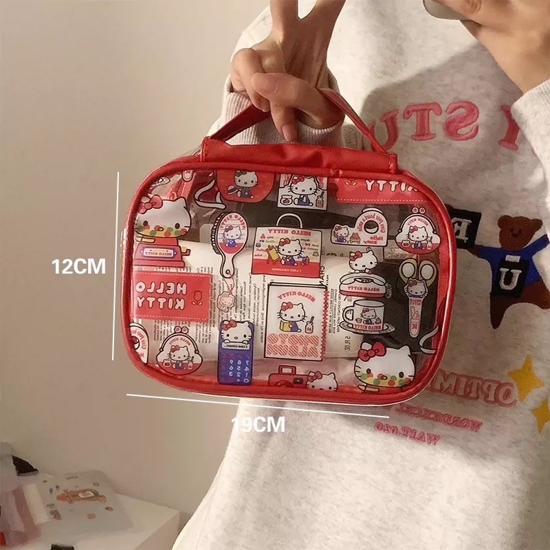 【Kitty化妝包】Hello Kitty化妝包 手提透明收納包 隨身小包 旅行盥洗袋 旅行收納包-細節圖8