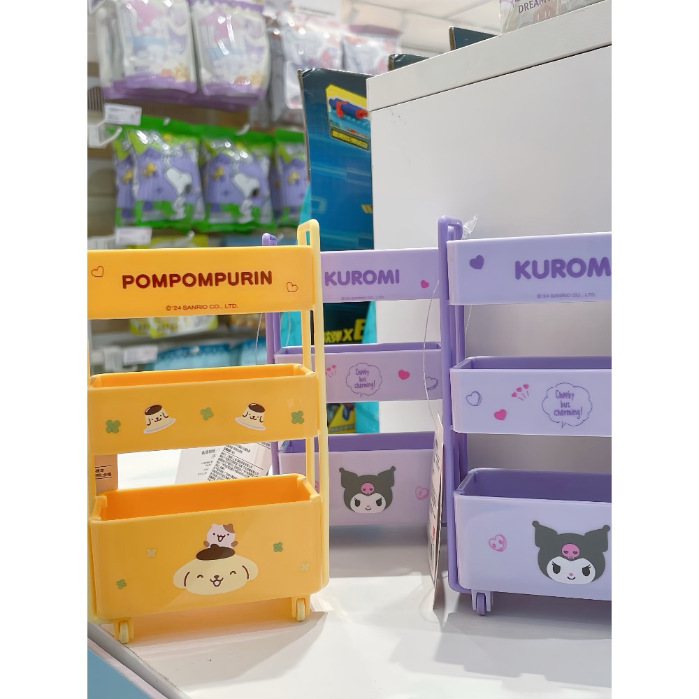 【Sanrio三層小推車】三麗鷗三層收納架 ｜桌面收納 ｜置物架 ｜文具化妝品收納盒 ｜置物盒 ｜推車-細節圖3