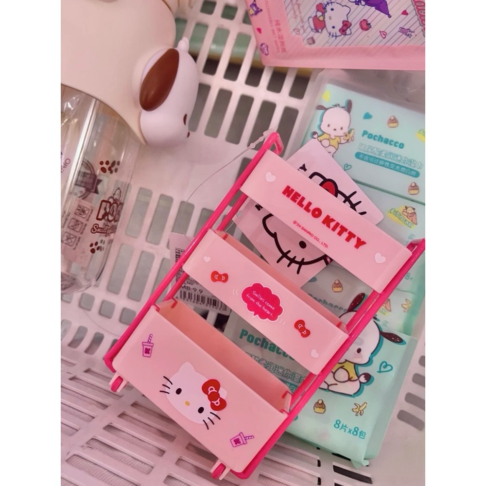 【Sanrio三層小推車】三麗鷗三層收納架 ｜桌面收納 ｜置物架 ｜文具化妝品收納盒 ｜置物盒 ｜推車-細節圖4