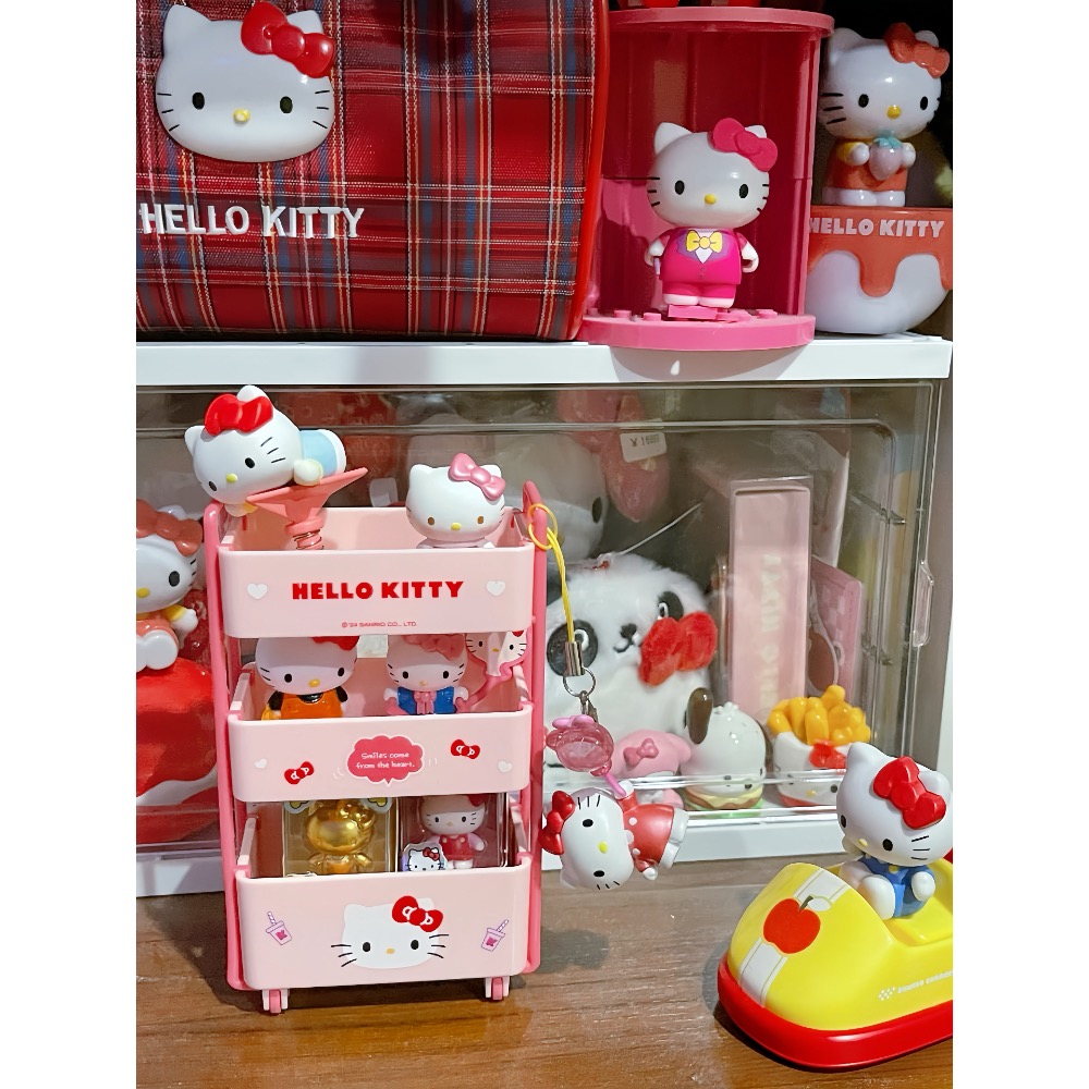 【Sanrio三層小推車】三麗鷗三層收納架 ｜桌面收納 ｜置物架 ｜文具化妝品收納盒 ｜置物盒 ｜推車-細節圖5