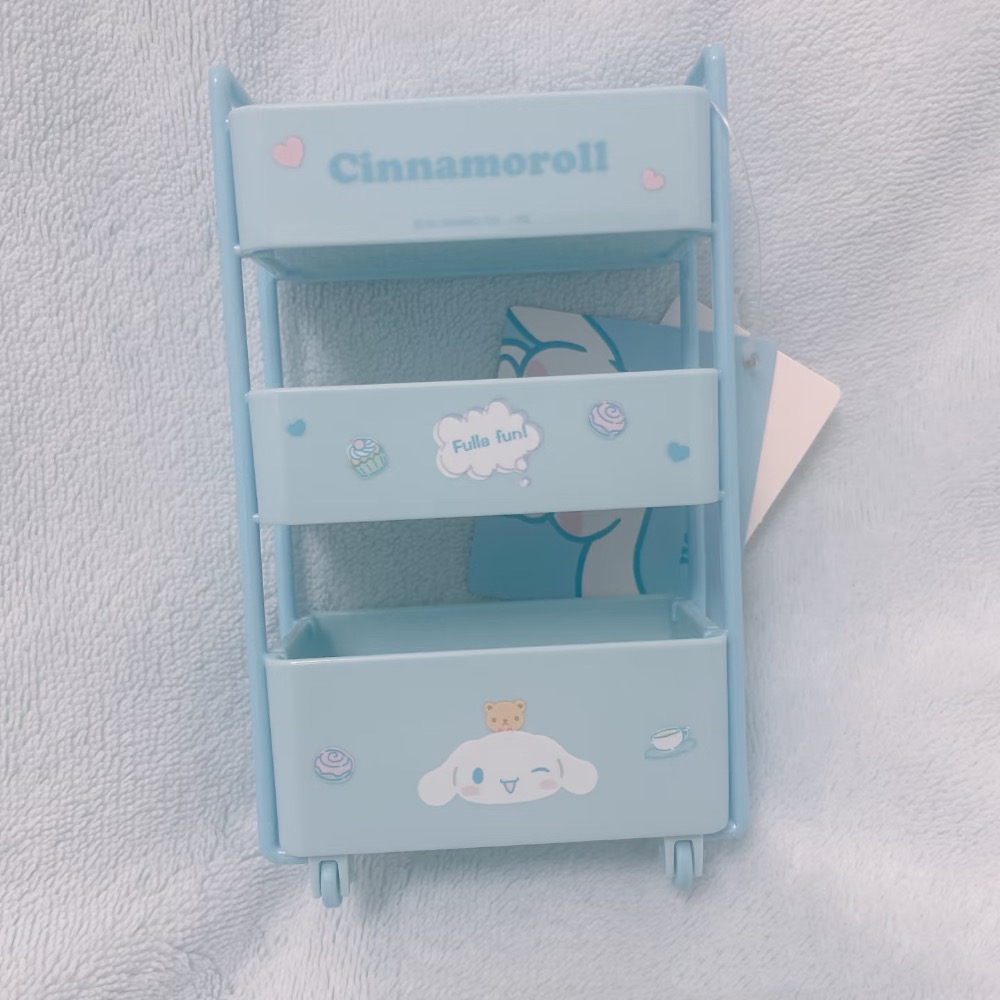 【Sanrio三層小推車】三麗鷗三層收納架 ｜桌面收納 ｜置物架 ｜文具化妝品收納盒 ｜置物盒 ｜推車-細節圖7