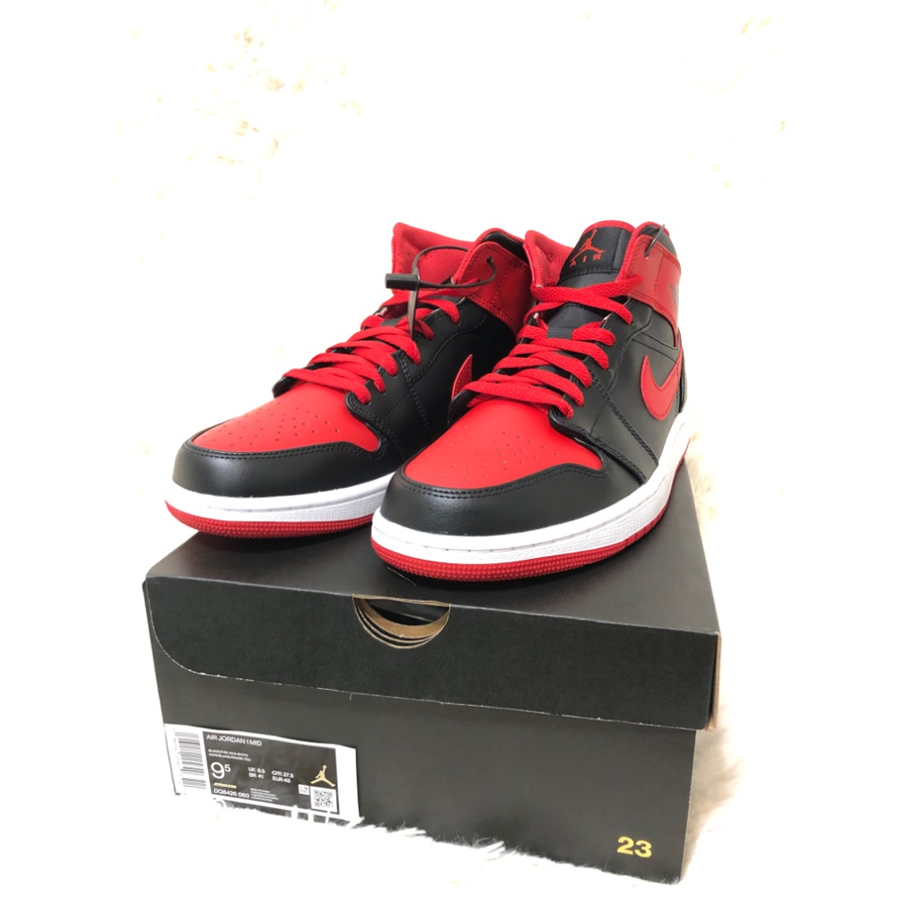 Jordan mid1 黑紅 湘北配色-細節圖3