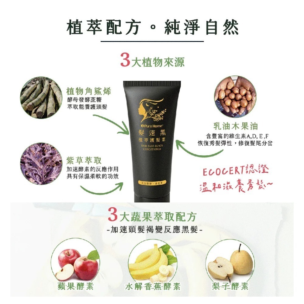 PURE HOME-髮速黑護髮噴霧 植萃護髮噴霧 白髮救星 純天然 免沖洗-2入組-細節圖2