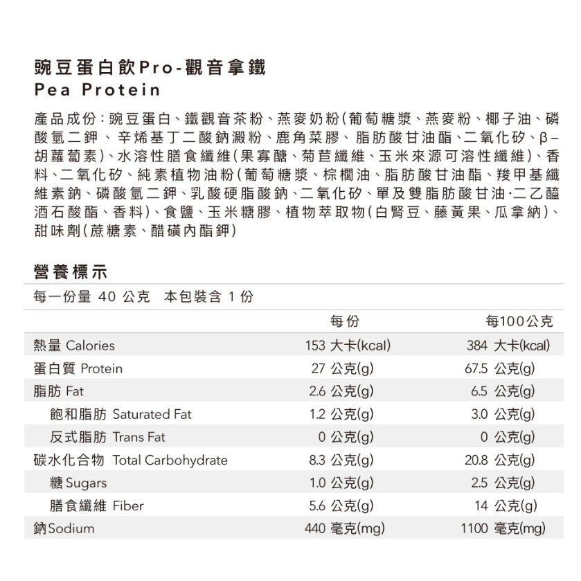 全素多效豌豆蛋白飲Pro - 隨手包40g 抹茶/芝麻/觀音拿鐵/莓果/可可/芋頭 效期2027-規格圖6