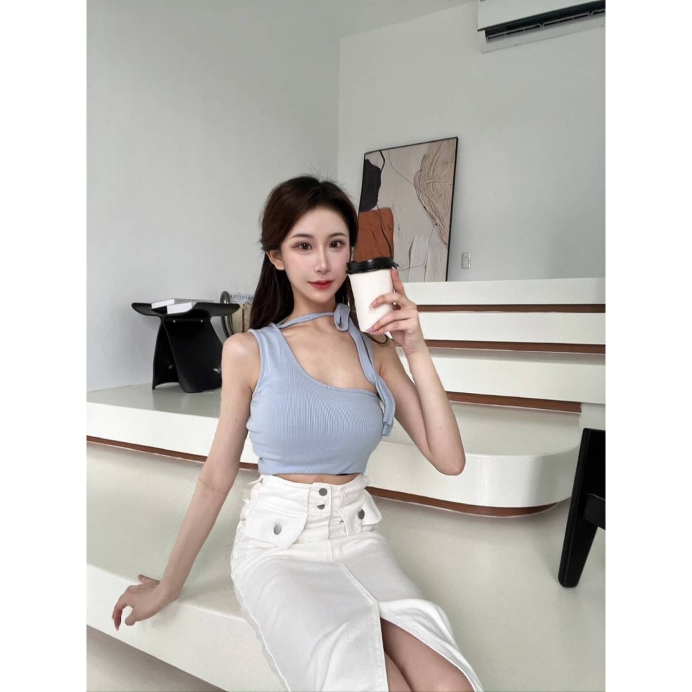 【Aries.shop】實拍my單邊造型綁帶背心bra top  女裝-細節圖7