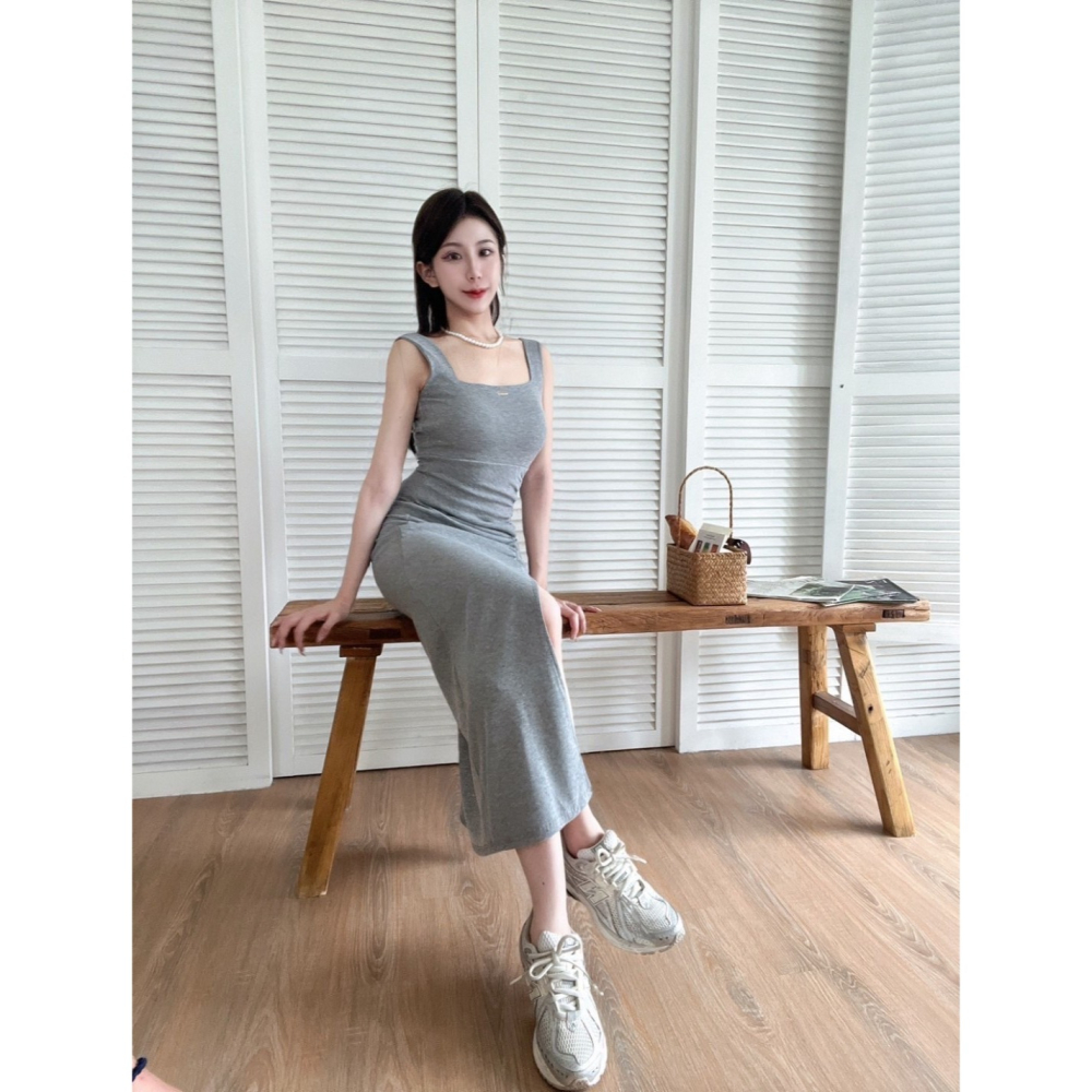 【Aries.shop】實拍【預購】my氣質大方領金標彈力長洋 女裝-細節圖2