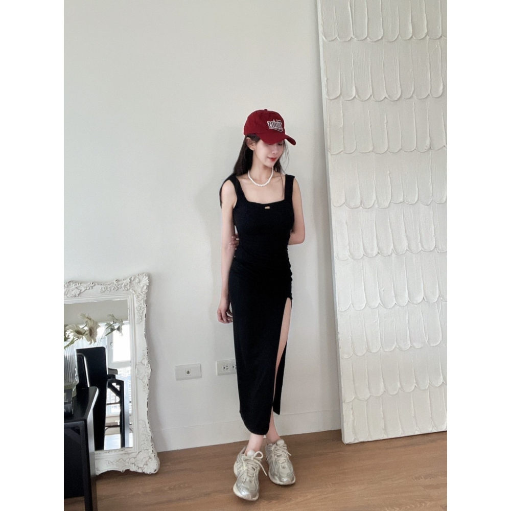 【Aries.shop】實拍【預購】my氣質大方領金標彈力長洋 女裝-細節圖3