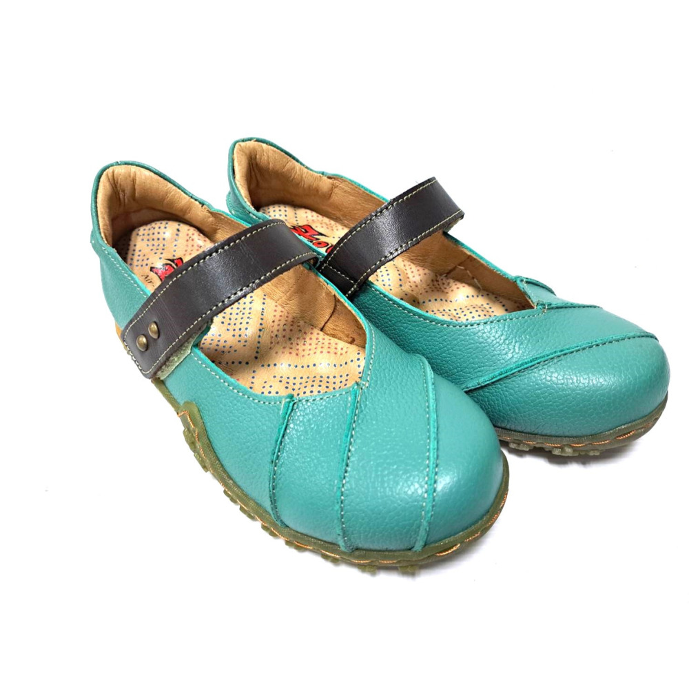 零碼鞋 5.5號  Zobr 路豹 牛皮氣墊娃娃鞋 B153 水藍色   ( B系列 )特價:990元 鞋跟高度：2公分-細節圖6