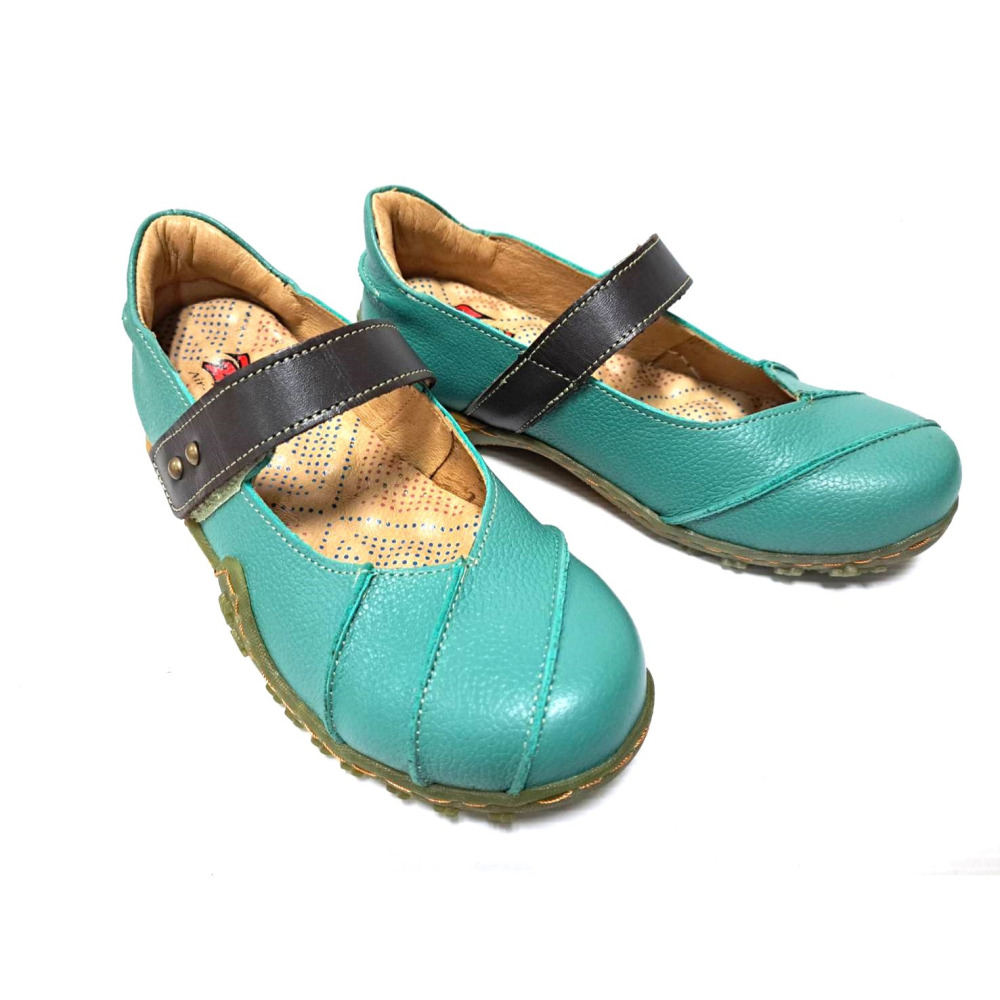 零碼鞋 5.5號  Zobr 路豹 牛皮氣墊娃娃鞋 B153 水藍色   ( B系列 )特價:990元 鞋跟高度：2公分-細節圖8