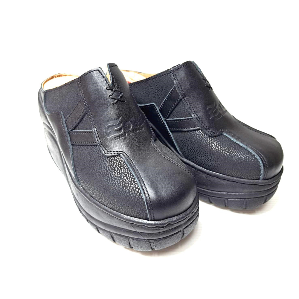 零碼鞋 6號  Zobr路豹牛皮 氣墊懶人鞋 拖鞋 9701 黑色 特價$1290元 9系列 超高底台跟高8.5公分零碼-細節圖3